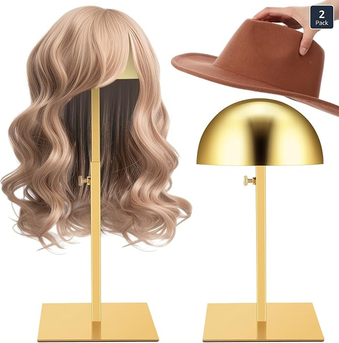 Sintuff 2 Pcs Hat Display Stand 7.9-15.7 Inch Adjustable Hat Holder Sturdy Wigs Head Stand Anti-r... | Amazon (US)