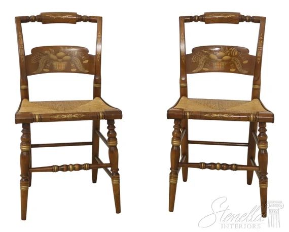 F55358EC: Pair HITCHCOCK Rush Seat Stenciled Maple Side Chairs | Etsy | Etsy (US)