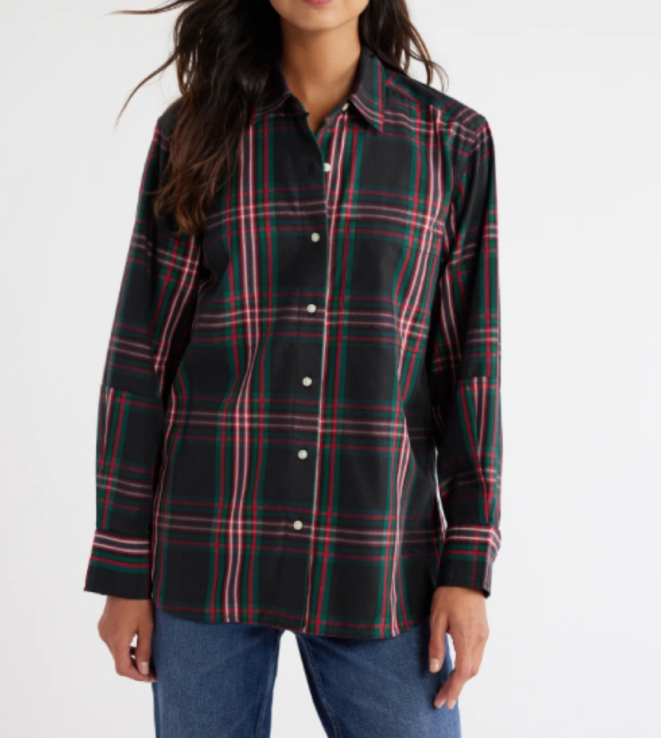 Walmart button front shirt! Plaid Christmas shirt at Walmart! 

#LTKHoliday #LTKSeasonal