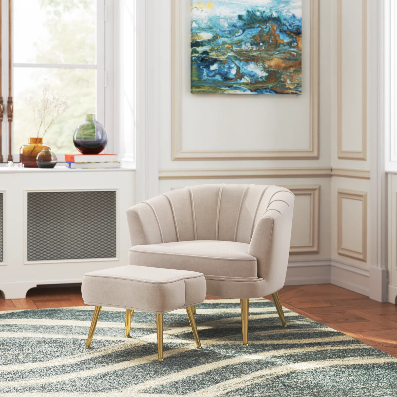 Latonia Upholstered Barrel Chair with Ottoman | Wayfair North America