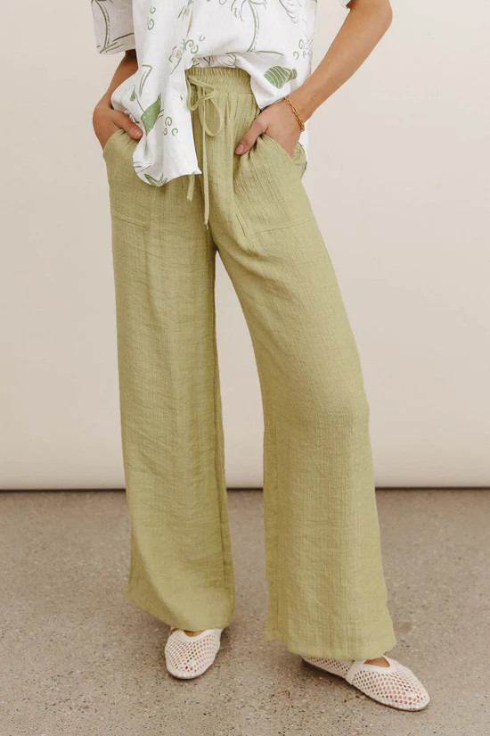 Debbie Wide Leg Pants in Green | Böhme US