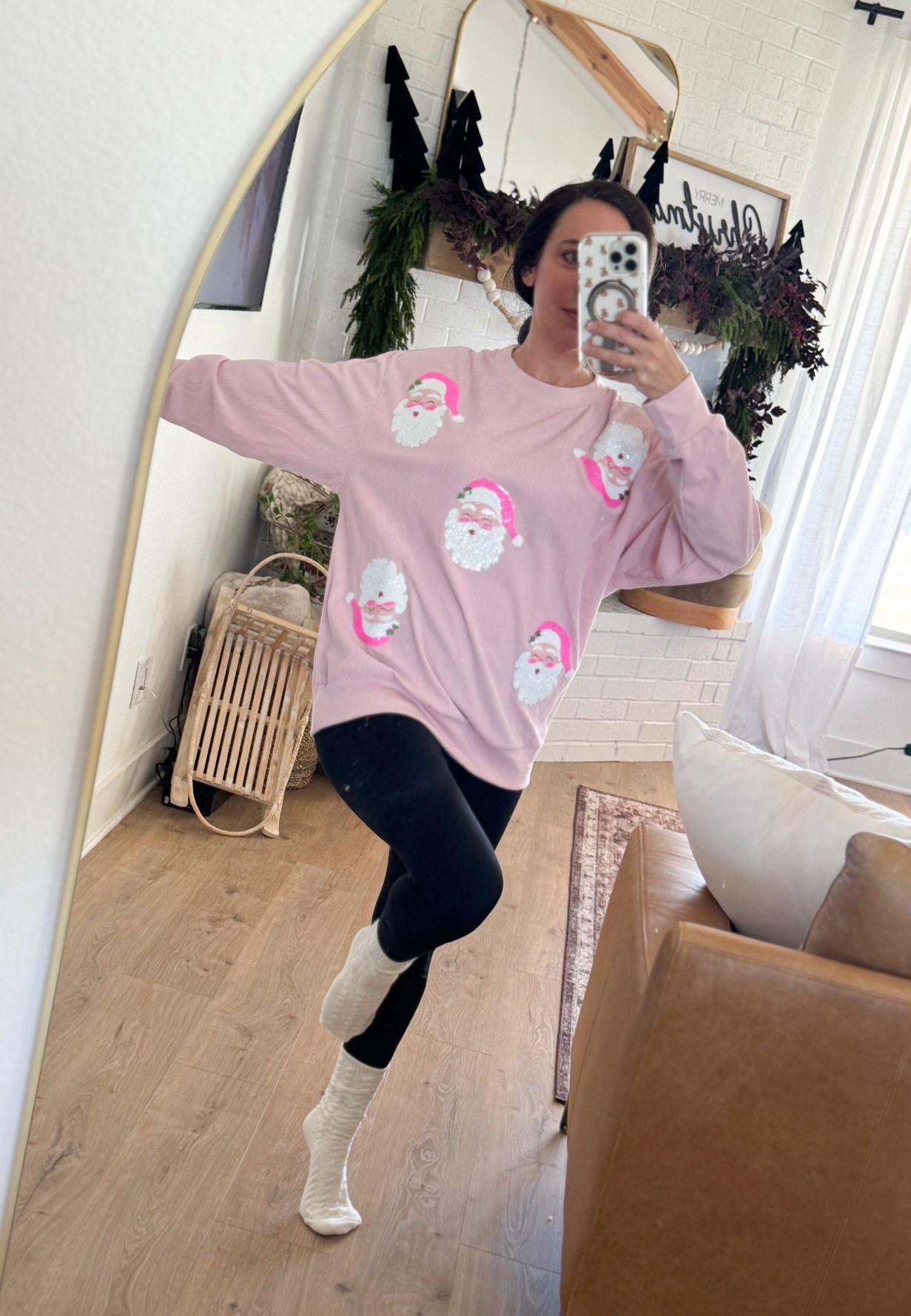 Pink Christmas! Fun Queen of Sparkles Dupes! Perfect for around town or Christmas gatherings! This sequin Santa sweatshirt is perfect for the holiday season! 

#Christmassweatshirt #christmasoutfit #ootd #winteroutfit

#LTKHoliday #LTKgrwm #LTKmomlife