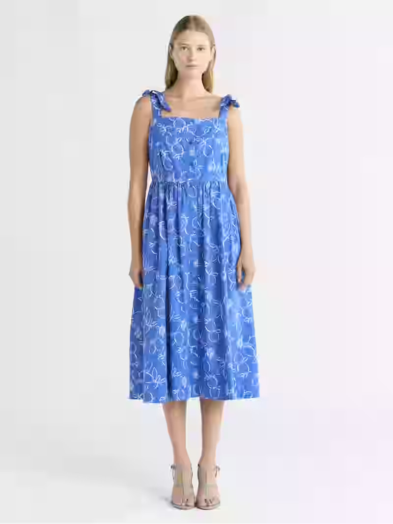 Free Assembly Women's and Women's Plus Sleeveless Cotton Midi Dress with Tie Shoulders, XS-4X | Walmart (US)