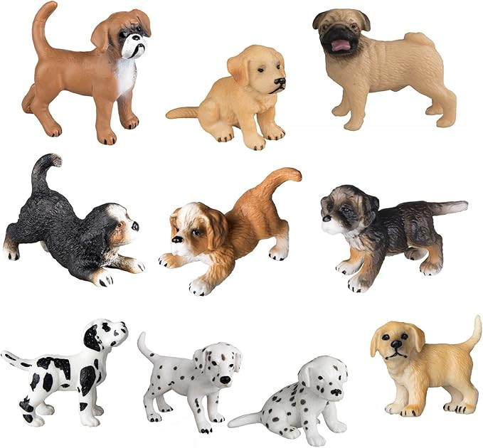 TOYMANY 10PCS Dog Figurines Playset, Realistic Detailed Plastic Puppy Figures, Hand Painted Emula... | Amazon (US)