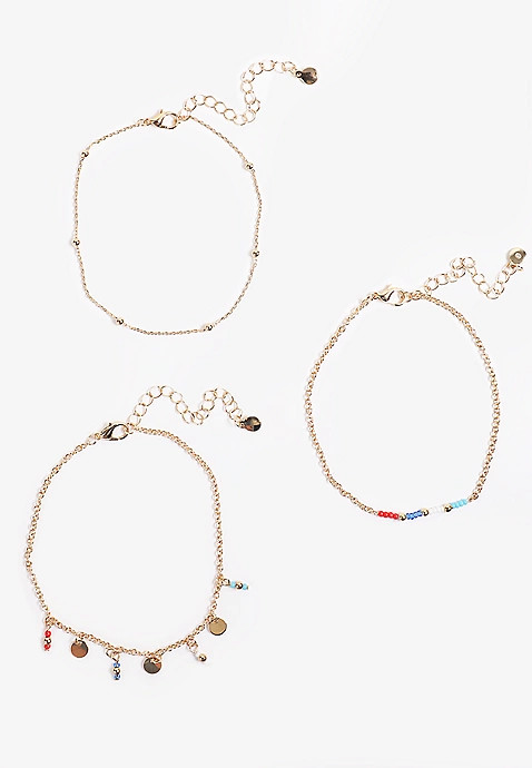 3 Pack Americana Anklet Set | Maurices