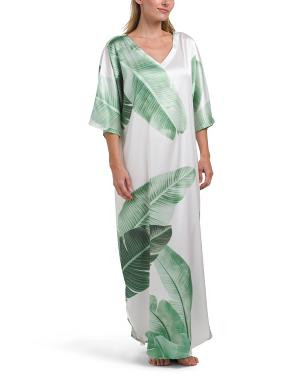 Palm Leaves Satin Caftan | TJ Maxx
