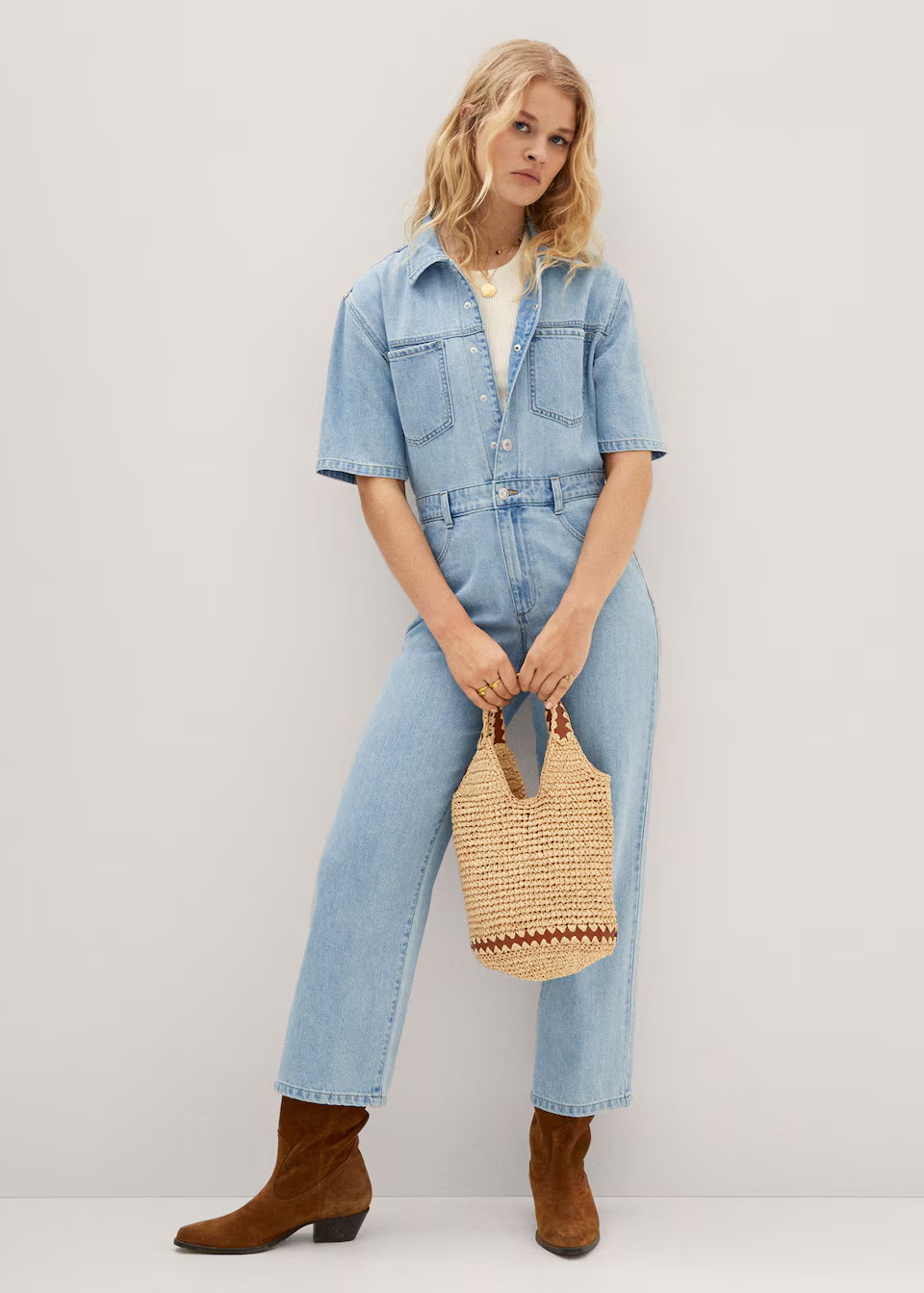 Long denim jumpsuit -  Women | Mango USA | MANGO (US)