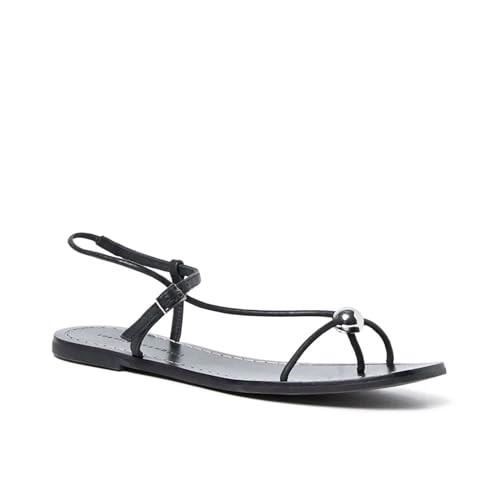 GTBINGGO Black Flat Sandals for Women Thong Strappy Sandals Comfortable Dressy Beach Flip Flop Slides Sandals for Women | Amazon (US)