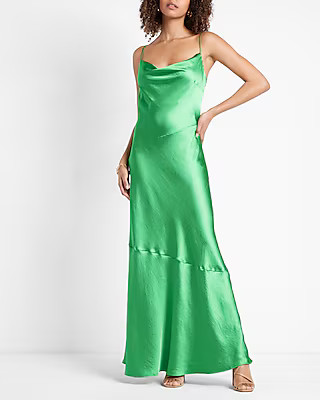 Limited Edition Satin Cowl Neck Maxi Dress | Express