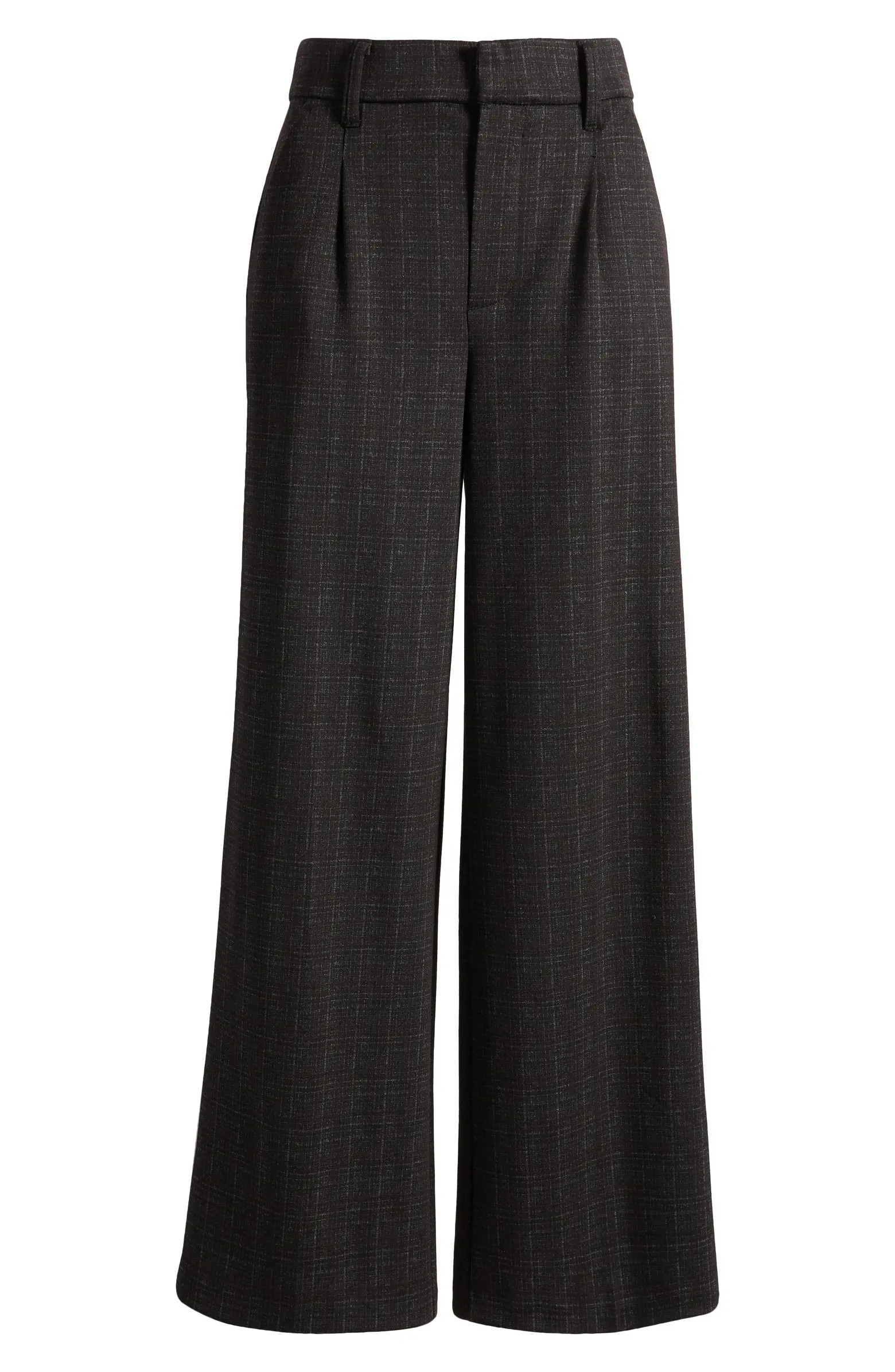 'Ab'Solution Skyrise Plaid Wide Leg Ponte Pants | Nordstrom