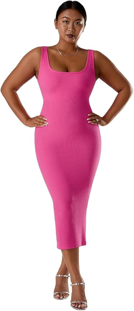 MOOSLOVER Women Shapewear Dress Built-in Bra Slip Dress Bodycon Dresses Sleeveless Maxi Club Part... | Amazon (US)