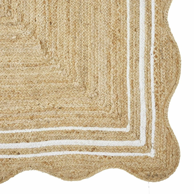 My Texas House Natural/White Scallop Jute with Border Area Rug, 8' x 10' | Walmart (US)