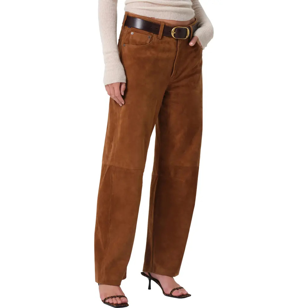 Citizens of Humanity Miro High Waist Suede Barrel Jeans in Toasted Caramel at Nordstrom, Size 29 | Nordstrom
