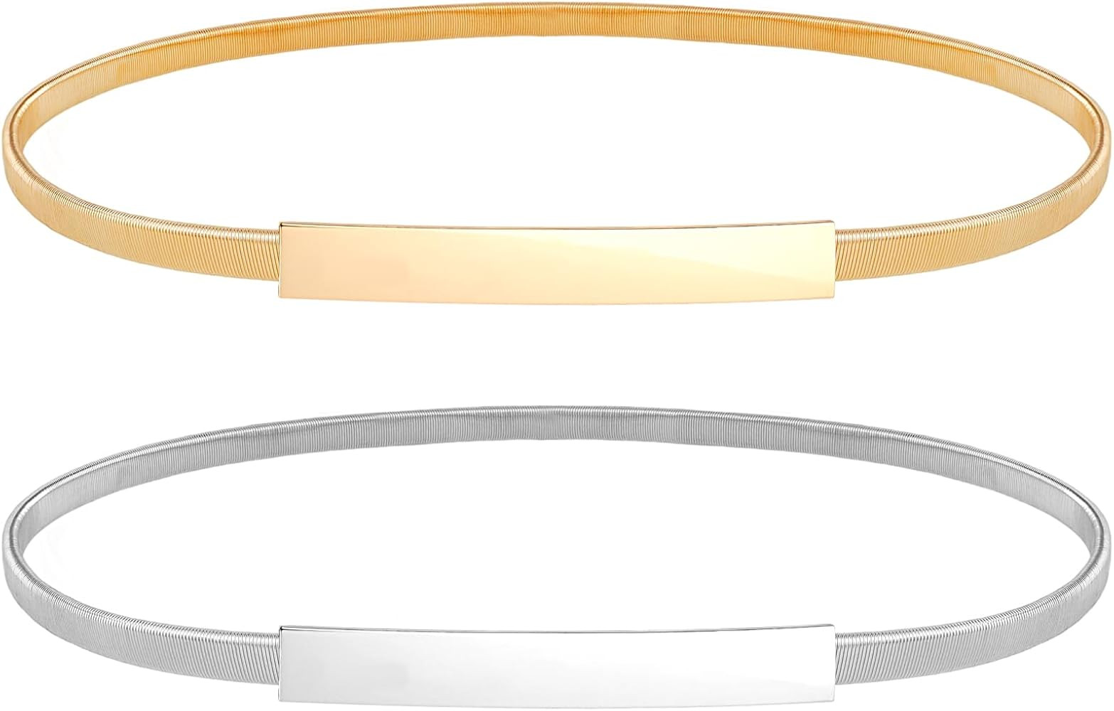 2PCS Thin Gold Belts For Women Gold Dress Belt Thin Gold Belt Gold Waist Belt Skinny Metal Waist ... | Amazon (US)