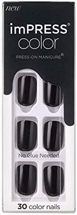 KISS imPRESS Color Press-on Manicure - All Black | Amazon (US)