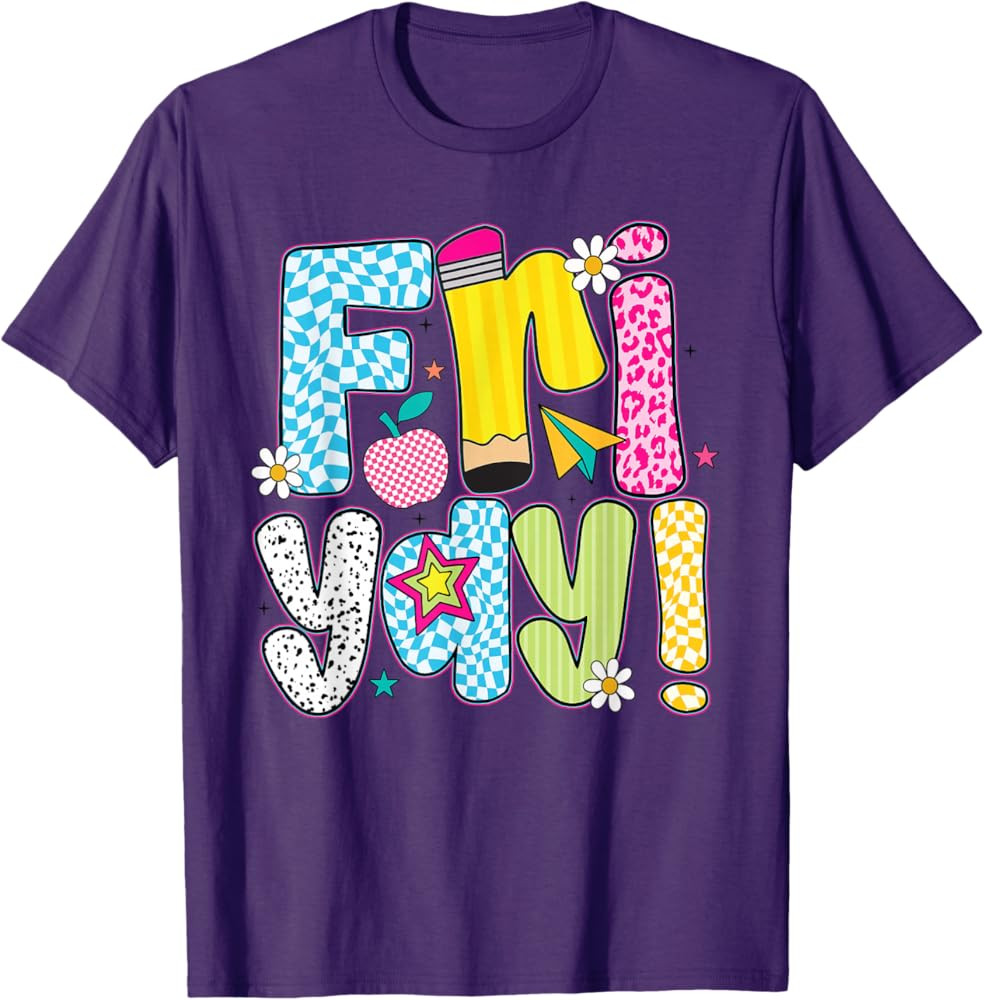 Fri-Yay Happy Friday Funny Weekend Teacher Back to School T-Shirt | Amazon (US)