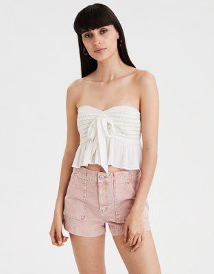 AE Crochet Tie Front Tube Top | American Eagle Outfitters (US & CA)