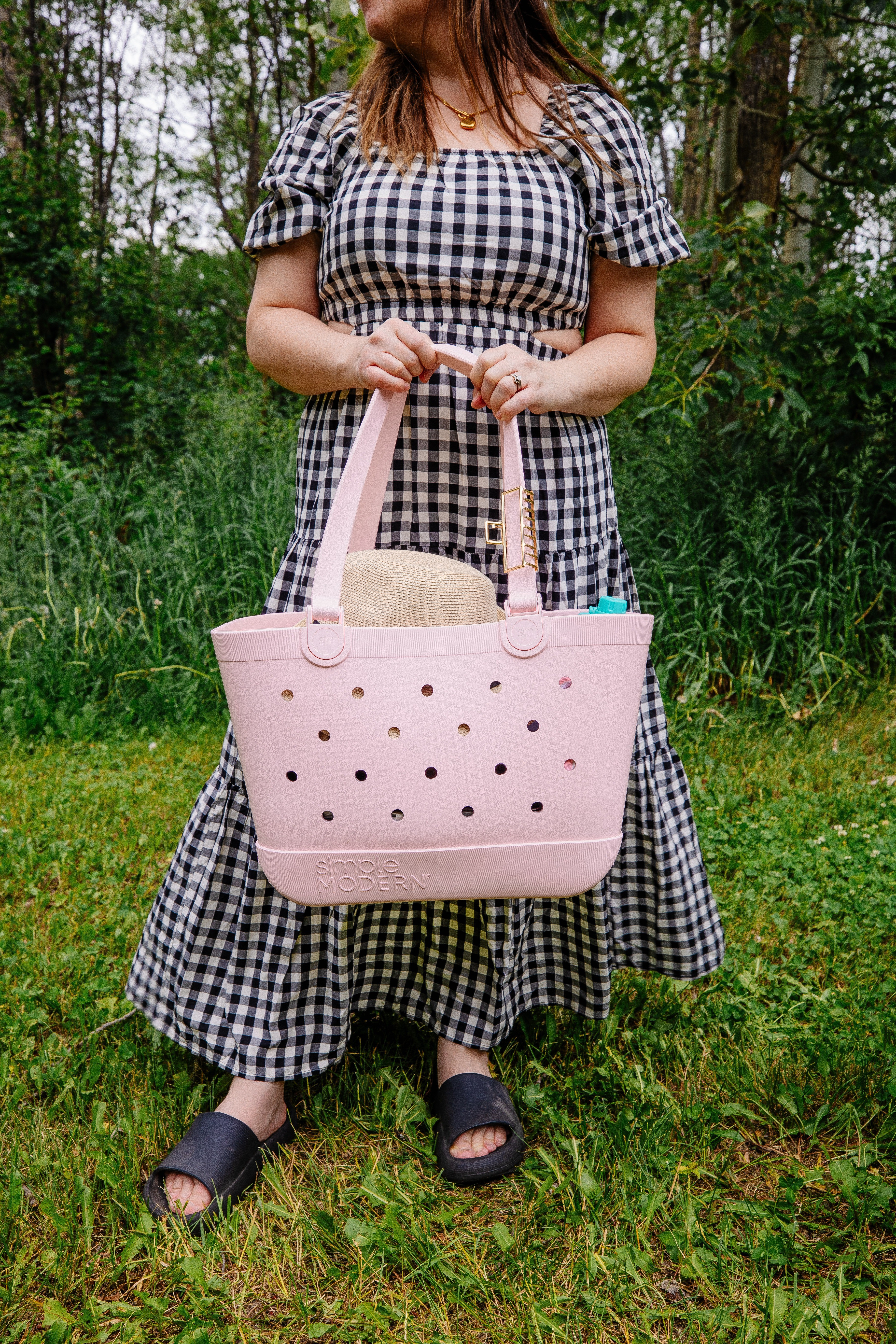 This Gingham dress has flattering cutouts and it's so comfy for summer. The water resistant beach bag is large enough to hold all your summer essentials!

#LTKSeasonal #LTKMidsize #LTKOver40
