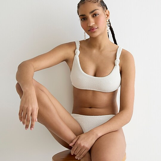 Scrunchie knotted scoopneck bikini top | J. Crew US