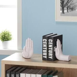 DANYA B Hands White Resin Bookends (Set of 2)-NY8003 - The Home Depot | The Home Depot