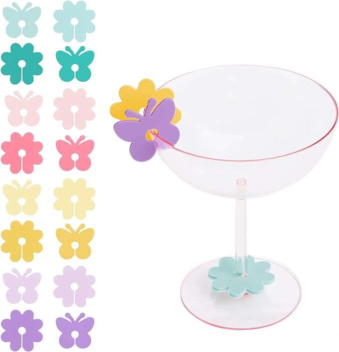 xo, Fetti Butterfly + Flower Drink Markers Set - 16 ct | Pastel Bday Decorations, Bachelorette Pa... | Amazon (US)