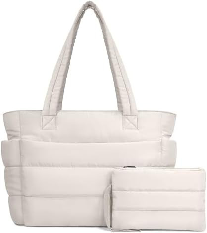 TOPDesign Puffer Tote Bag for Women, Lightweight Puffy Handbag with Compartments, Quilted Shoulde... | Amazon (US)