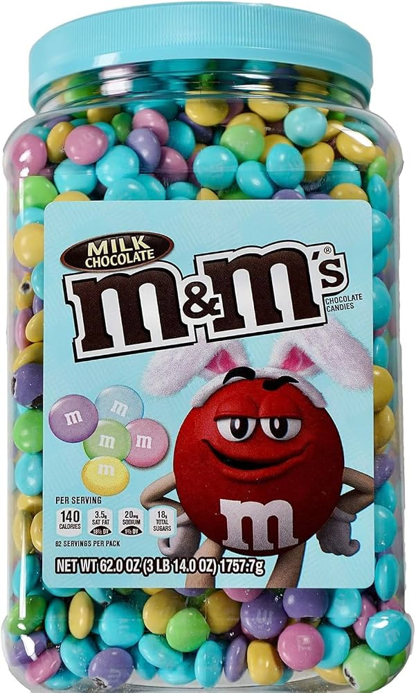 M & M Milk Chocolate Pastel Easter Candy Jar, 62 oz | Amazon (US)