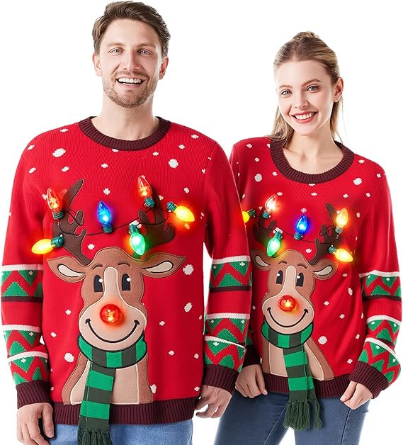 JOYIN Ugly Christmas Sweater Women Men Couples, LED Light Up Ugly Christmas Sweater Kids 2025, Ho... | Amazon (US)