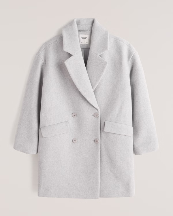 Short Wool-Blend Dad Coat | Abercrombie & Fitch (US)