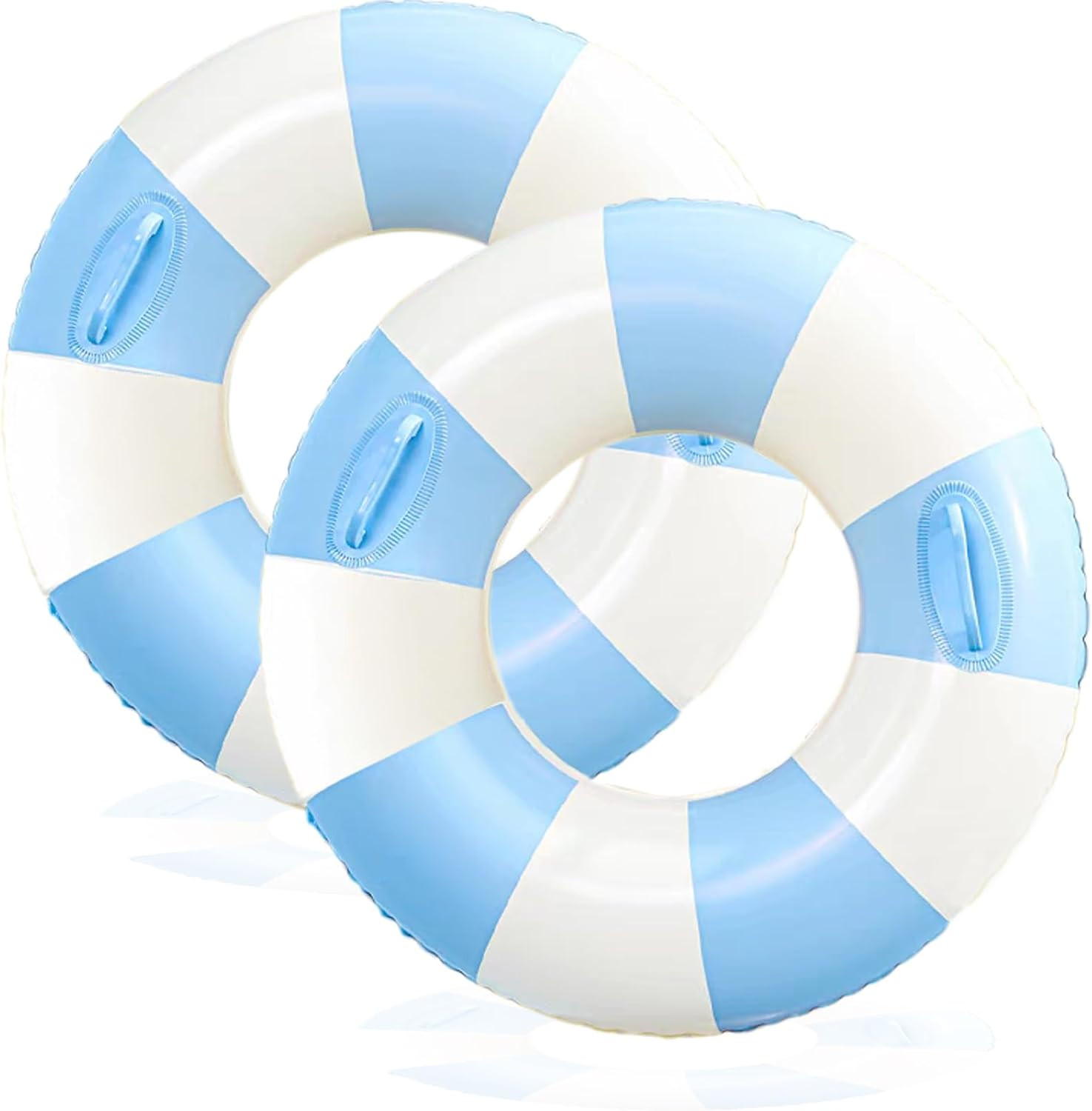 Inflatable Pool Floats for Adults- 2 Pack Striped Floaties Pool Tubes Swim Rings with Handles Inflatable Pool Float for Swimming Pool Party Lake Beach Adults | Amazon (US)
