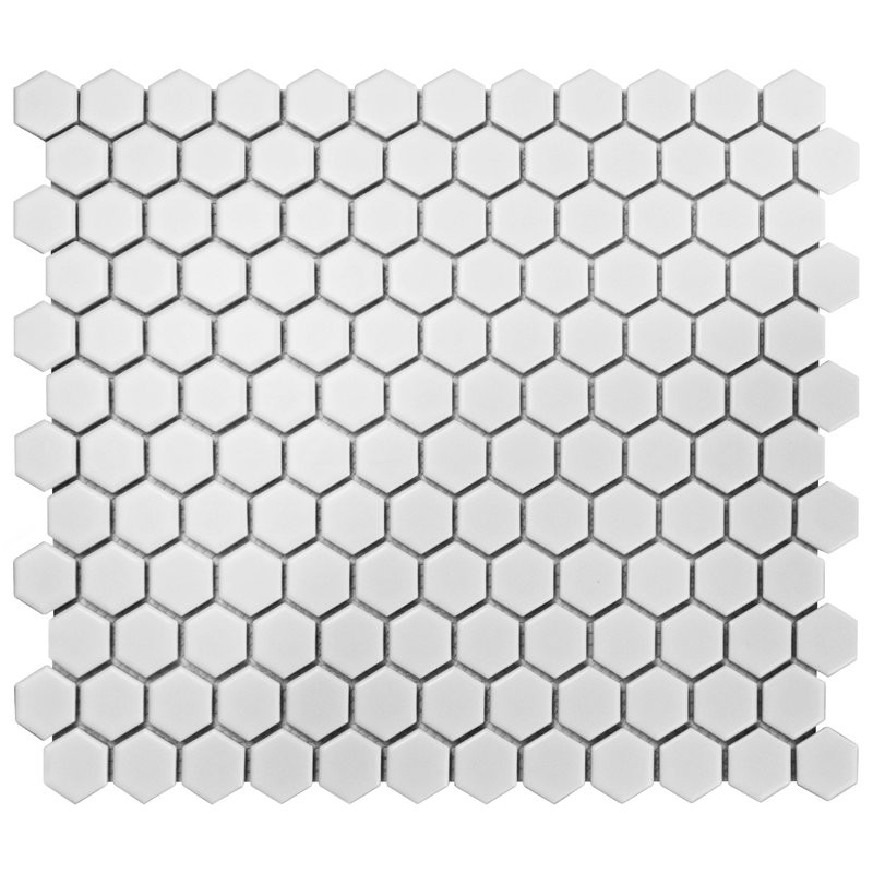Retro 0.875" x 0.875" Hex Porcelain Mosaic Tile in Matte White | Wayfair North America