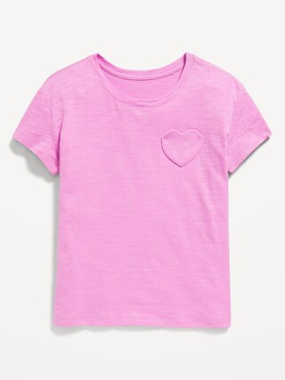 Softest Short-Sleeve Heart-Pocket T-Shirt for Girls | Old Navy | Old Navy (US)