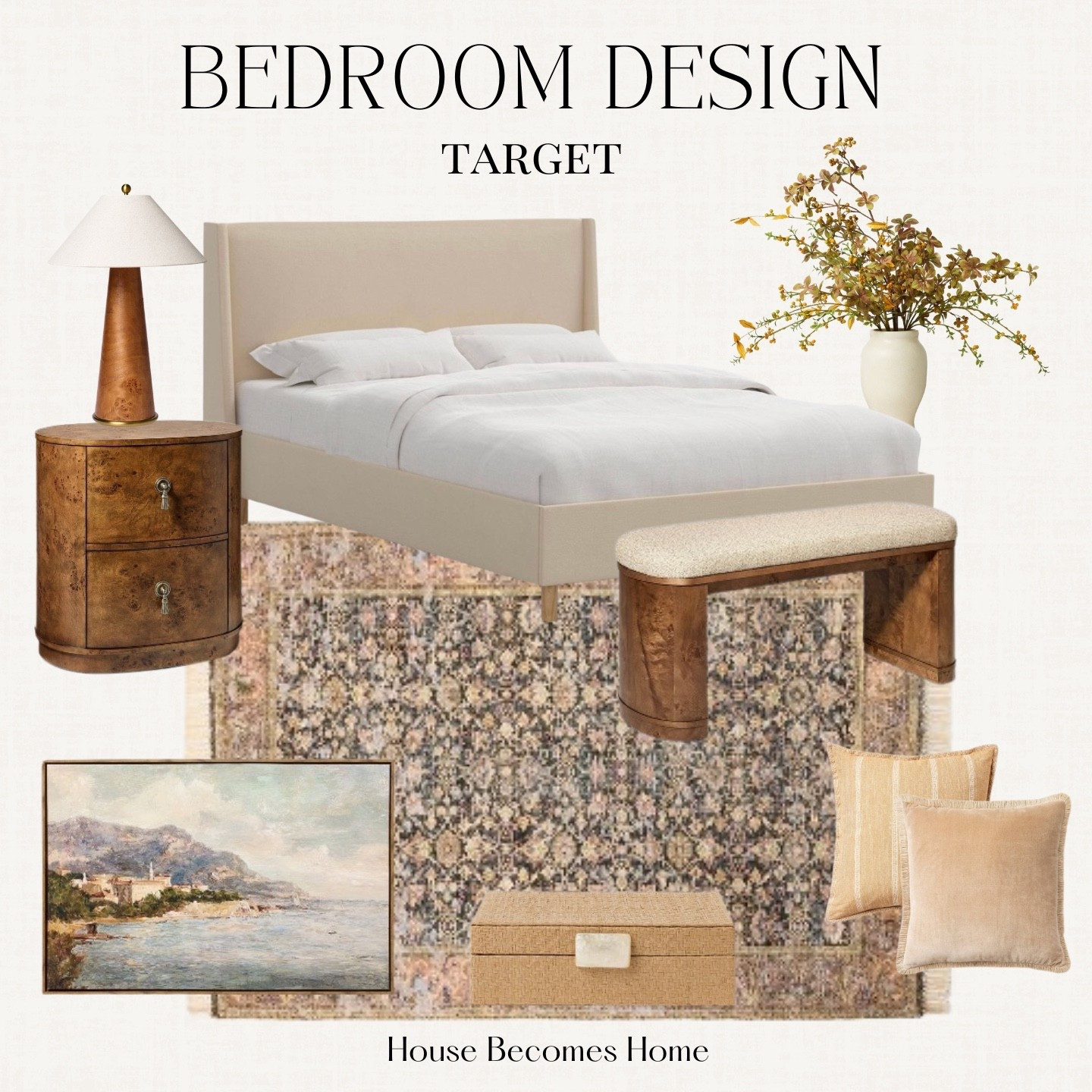 Target bedroom design 🙌🏻🙌🏻
￼

Target studio, McGee, upholstered bed, nightstand, wall, art, throw pillows, decor, lamps, rugs

#LTKSeasonal #LTKHome