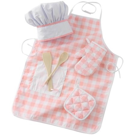 KidKraft Tasty Treats Kids Chef Set with Apron, Hat, Oven Mitt & Spoon - Pink | Walmart (US)
