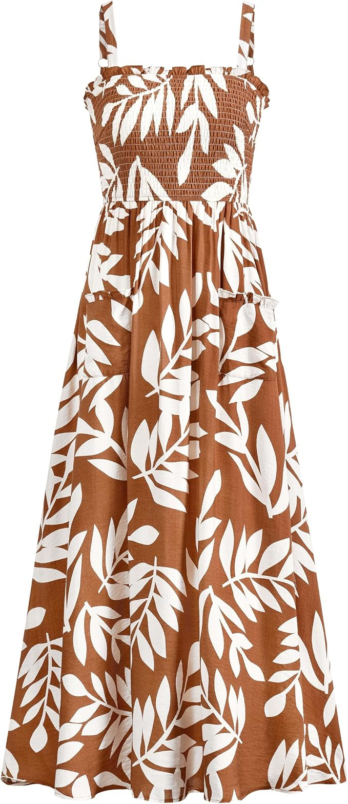 PRETTYGARDEN Womens Summer Dresses 2026 Casual Spaghetti Strap Ruffle Smocked Flowy Floral Spring... | Amazon (US)