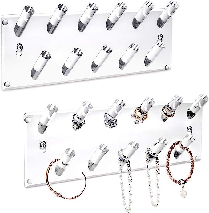 Ikee Design Multipurpose Acrylic Wall mounted Jewelry Stand Organizer, Bracelets Rings Bangles Di... | Amazon (US)