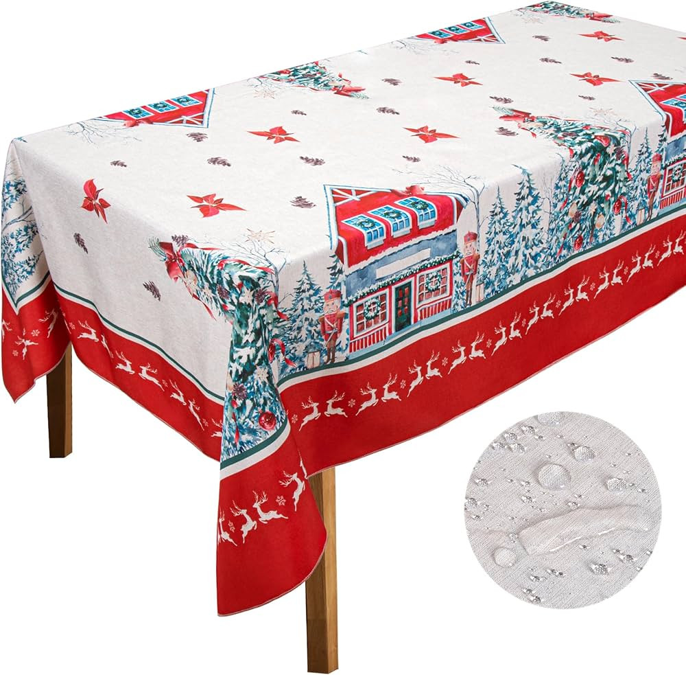 Christmas Tablecloth 60x102 Inch for Rectangle Tables Christmas Decor for Table, Washable Water R... | Amazon (US)