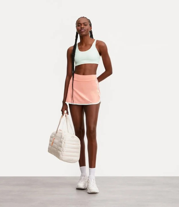 Short Saia Esportivo em Poliamida com Viés Contrastante e Recorte Lateral Rosa/ Verde Claro | Renner (BR)