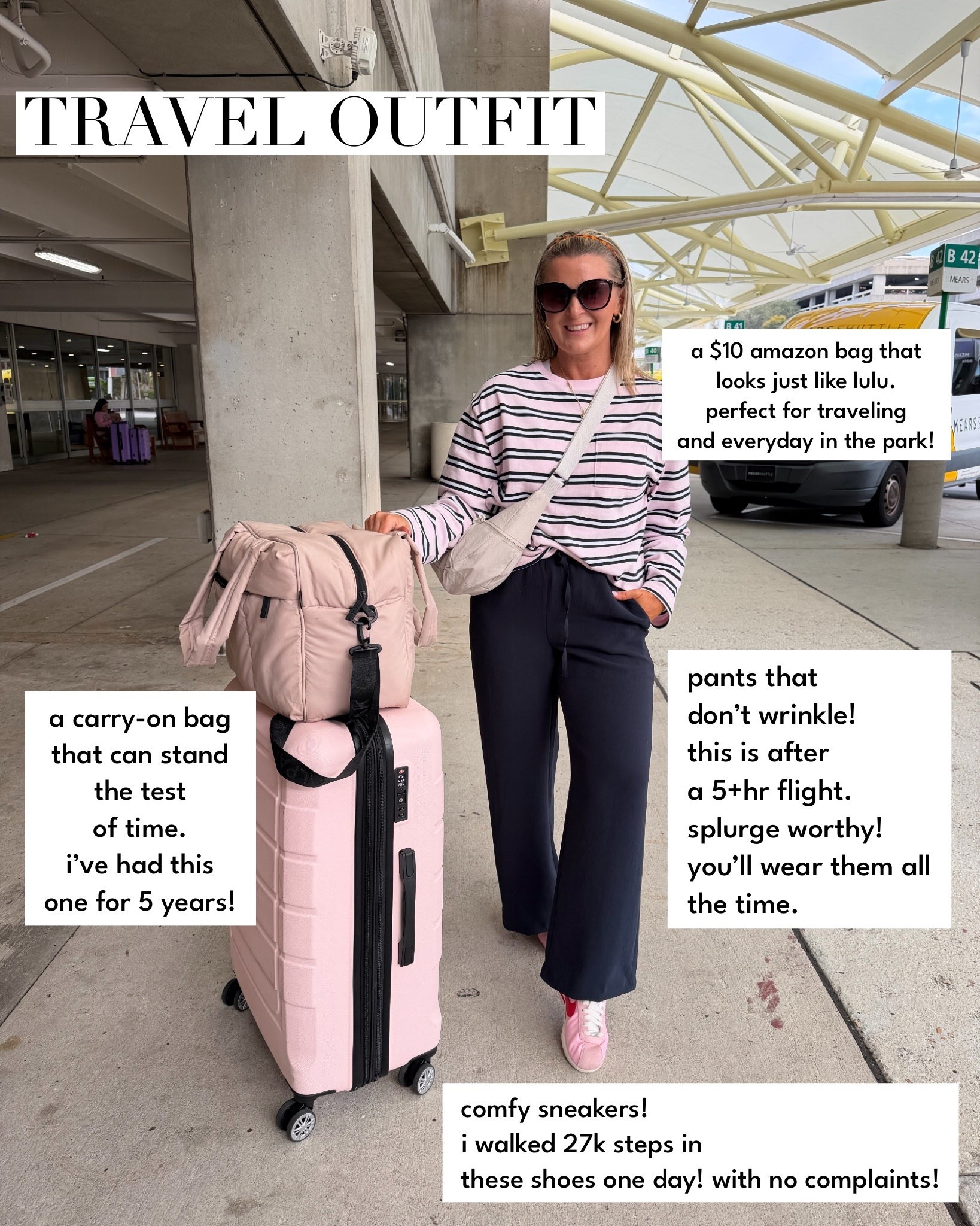Travel outfit | carry-on bag | luggage | viral pants | 

#LTKTravel #LTKootd #LTKOver40