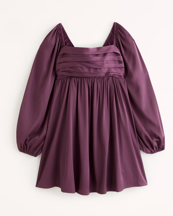 Emerson Satin Long-Sleeve Mini Dress | Abercrombie & Fitch (US)
