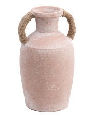 17.25in Lockton Terracotta Vase With Rattan Handles | Marshalls