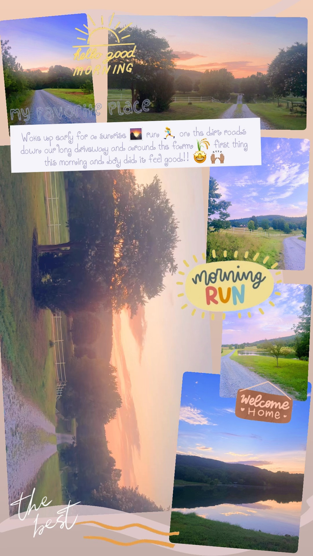 woke up for a sunrise 🌄 run 🏃‍♀️ on the dirt roads down our long driveway and around the farm 🌾 first thing this morning and boy did that feel good!! 🤩