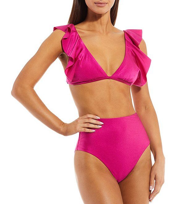 Chelsea & Violet Solid Family Matching Ruffle Bralette Swim Top & Solid High Waisted Swim Bottom ... | Dillard's