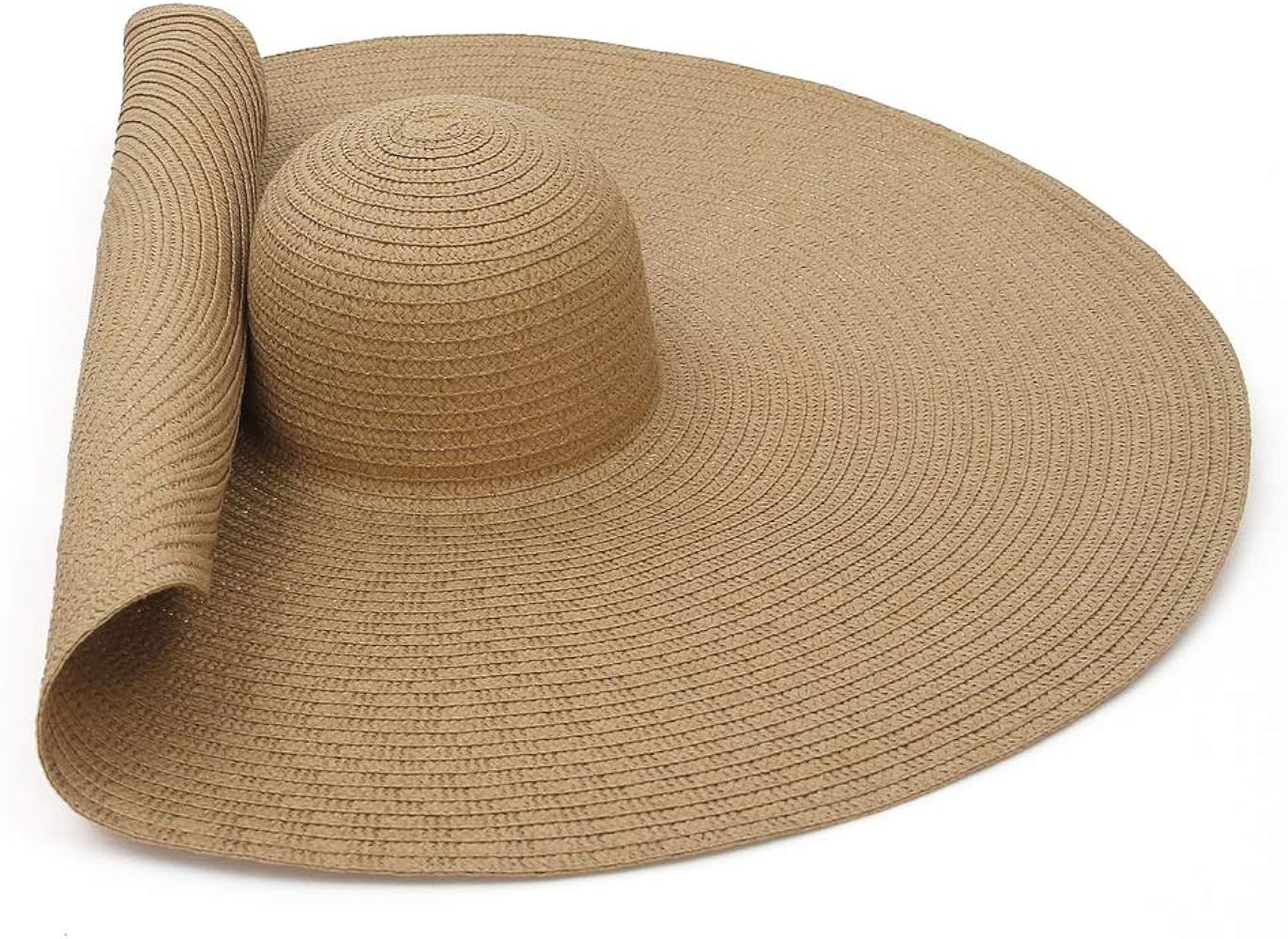 GEMVIE Oversized Straw Hat for Women Wide Brim Summer Sun Hat Packable Straw Floppy Beach Sun Hat | Amazon (US)
