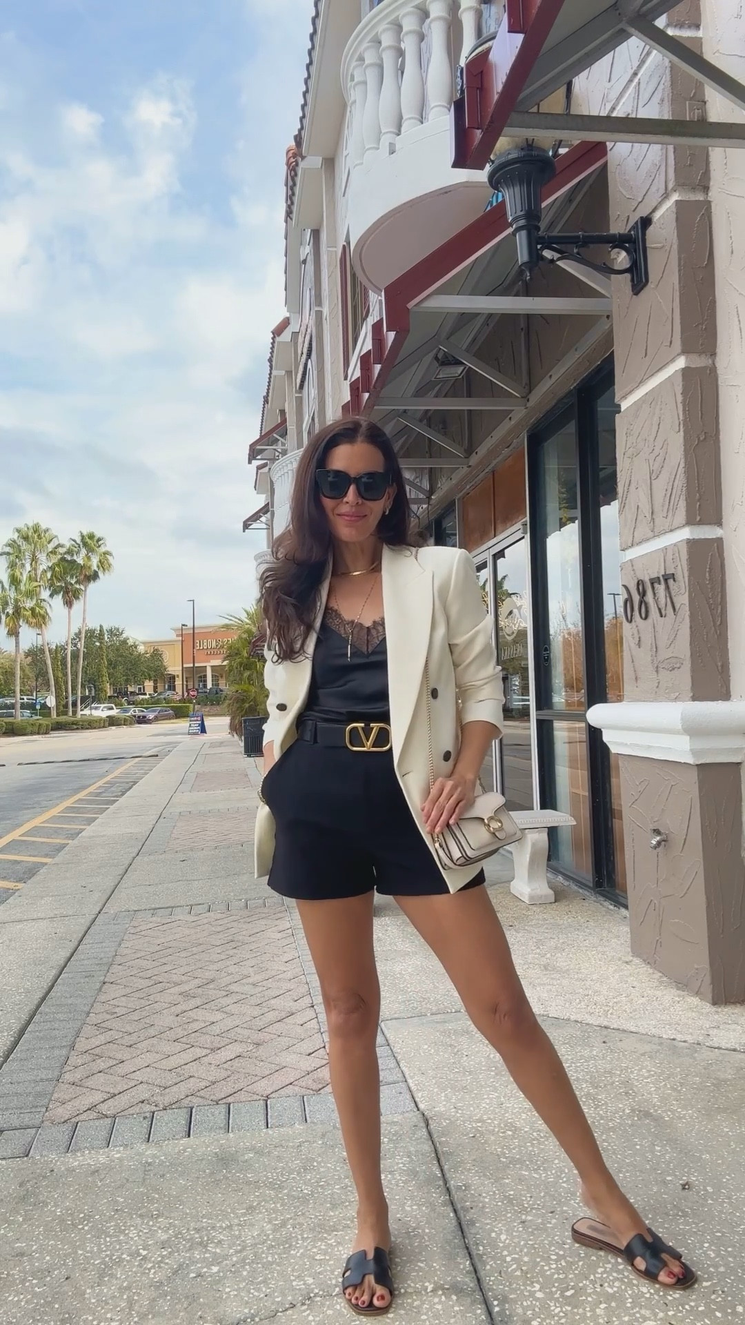 ‼️Sizing and outfit details⬇️
Size 4 in blazer.Shorts sold out. Adding similar ones.
size S in camisole. Bag is crossbody and top handle . 
Lipstick is 320 hush hush 

#LTKWorkwear #LTKOver40 #LTKMostLoved