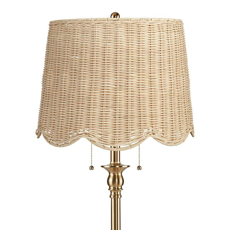 Dyna 58"H Antique Brass and Rattan Drum Shade 2-Light Floor Lamp | Lamps Plus