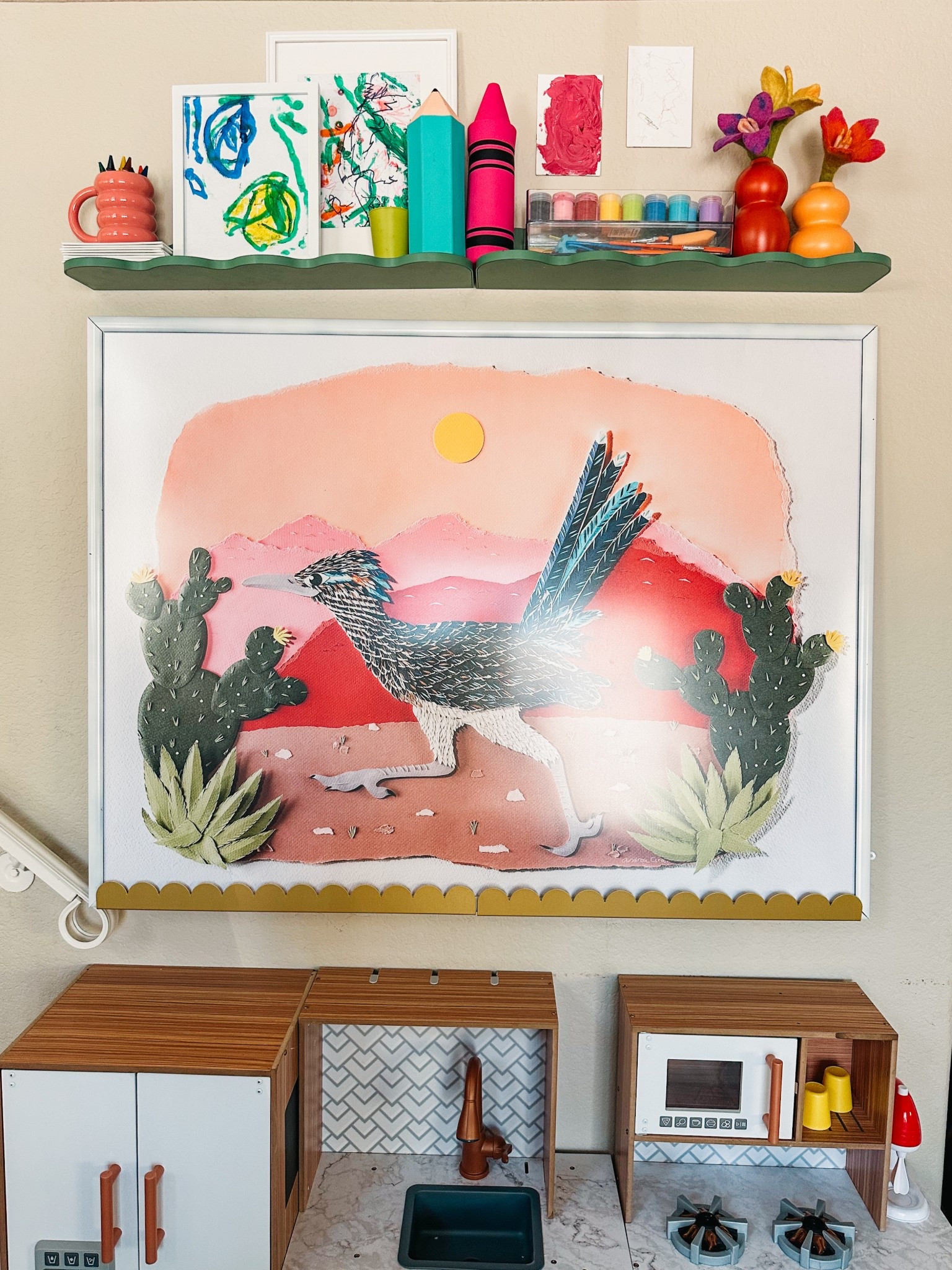 Arts and Crafts wall! 🌸🩷

#LTKHome #LTKKids #LTKStyleTip