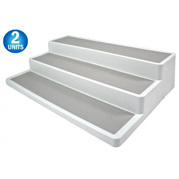 2 Spice Rack Non Slip 3 Tier Step Shelf Organizer - White - For Kitchen, Refrigerator, Pantry, Ca... | Walmart (US)