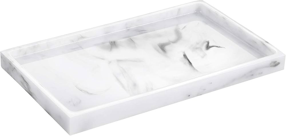 Luxspire Bathroom Vanity Tray, Resin Dresser Jewelry Ring Dish Tank Storage Kitchen Sink Countert... | Amazon (US)