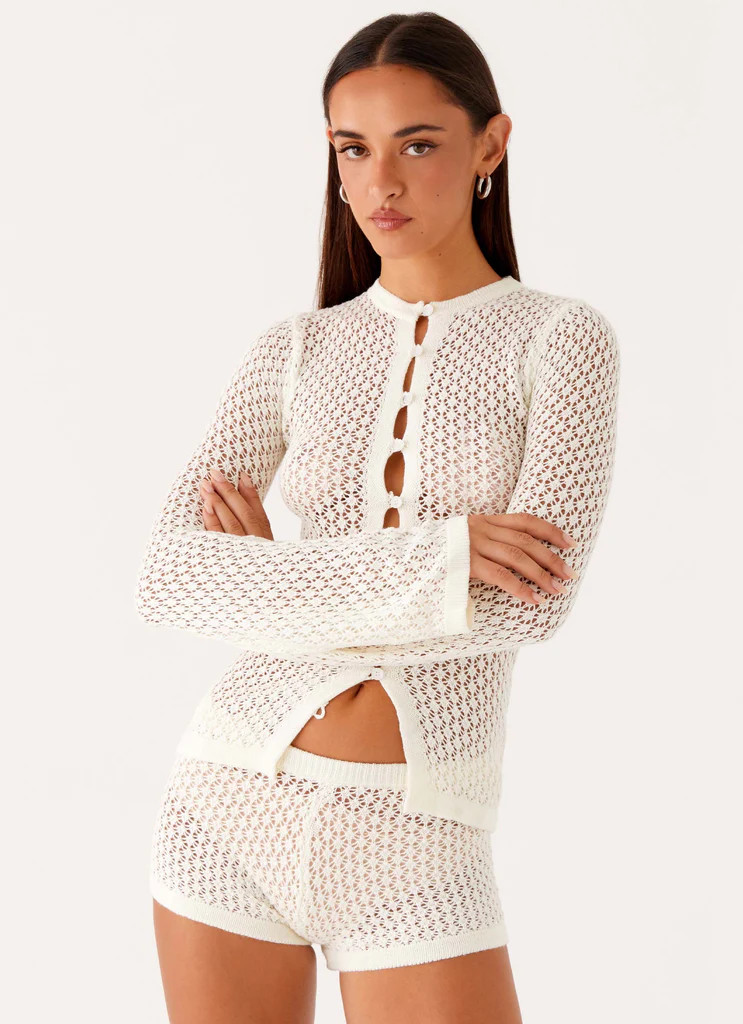 Molly Crochet Mini Shorts - Ivory | Peppermayo (Global)